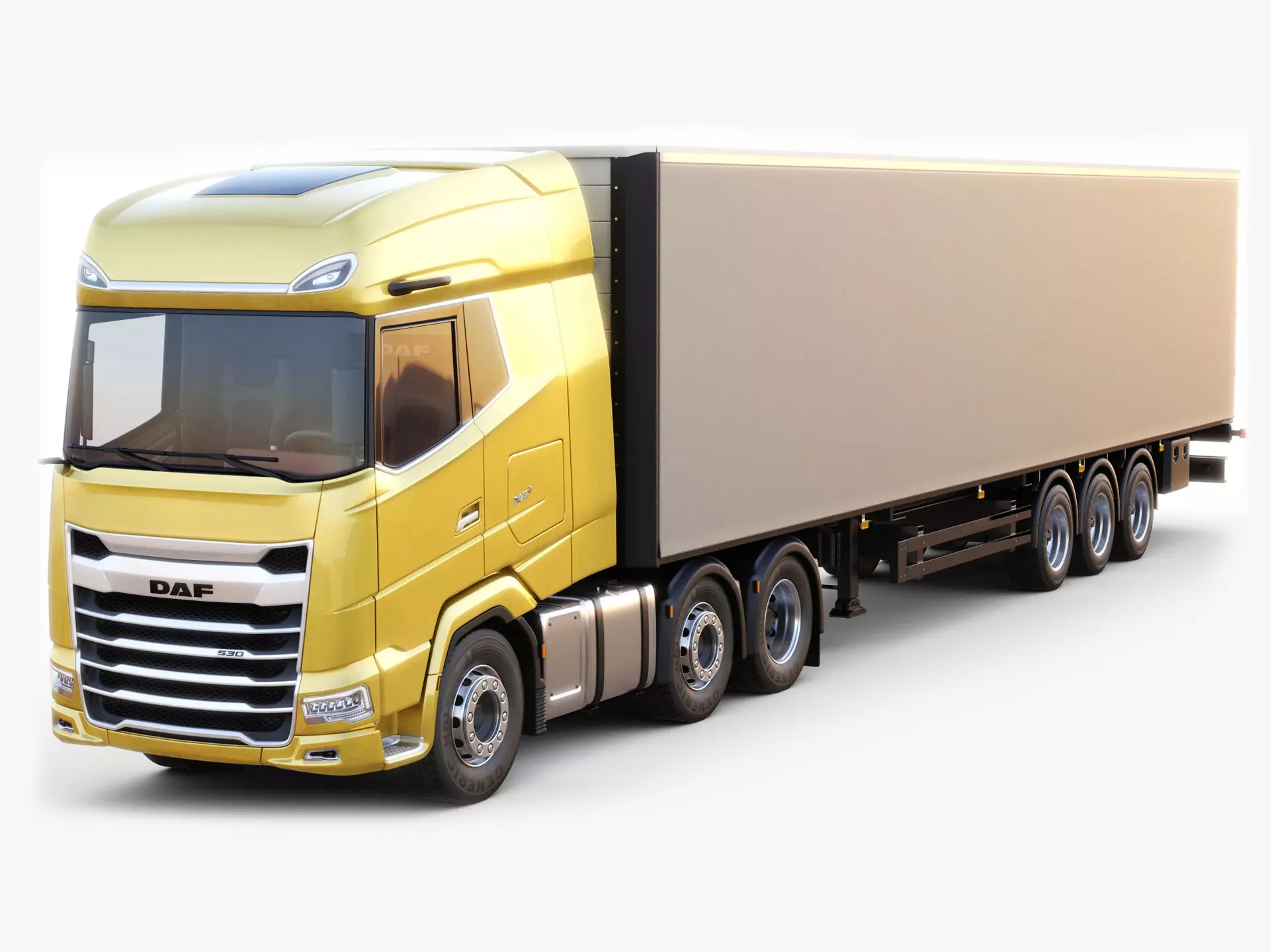 DAF XG semi truck with trailer 3D model_0