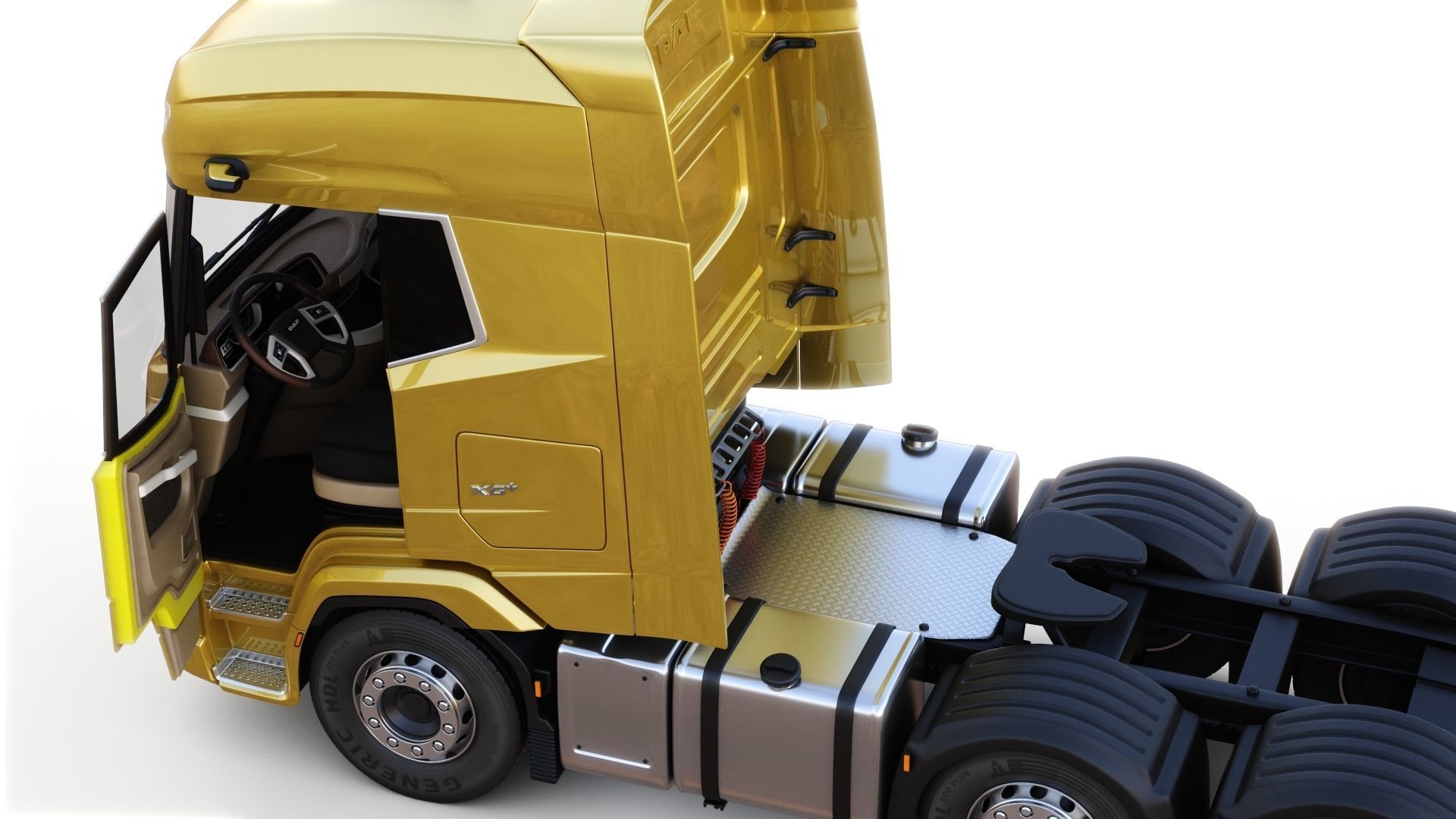 DAF XG semi truck with trailer 3D model_2