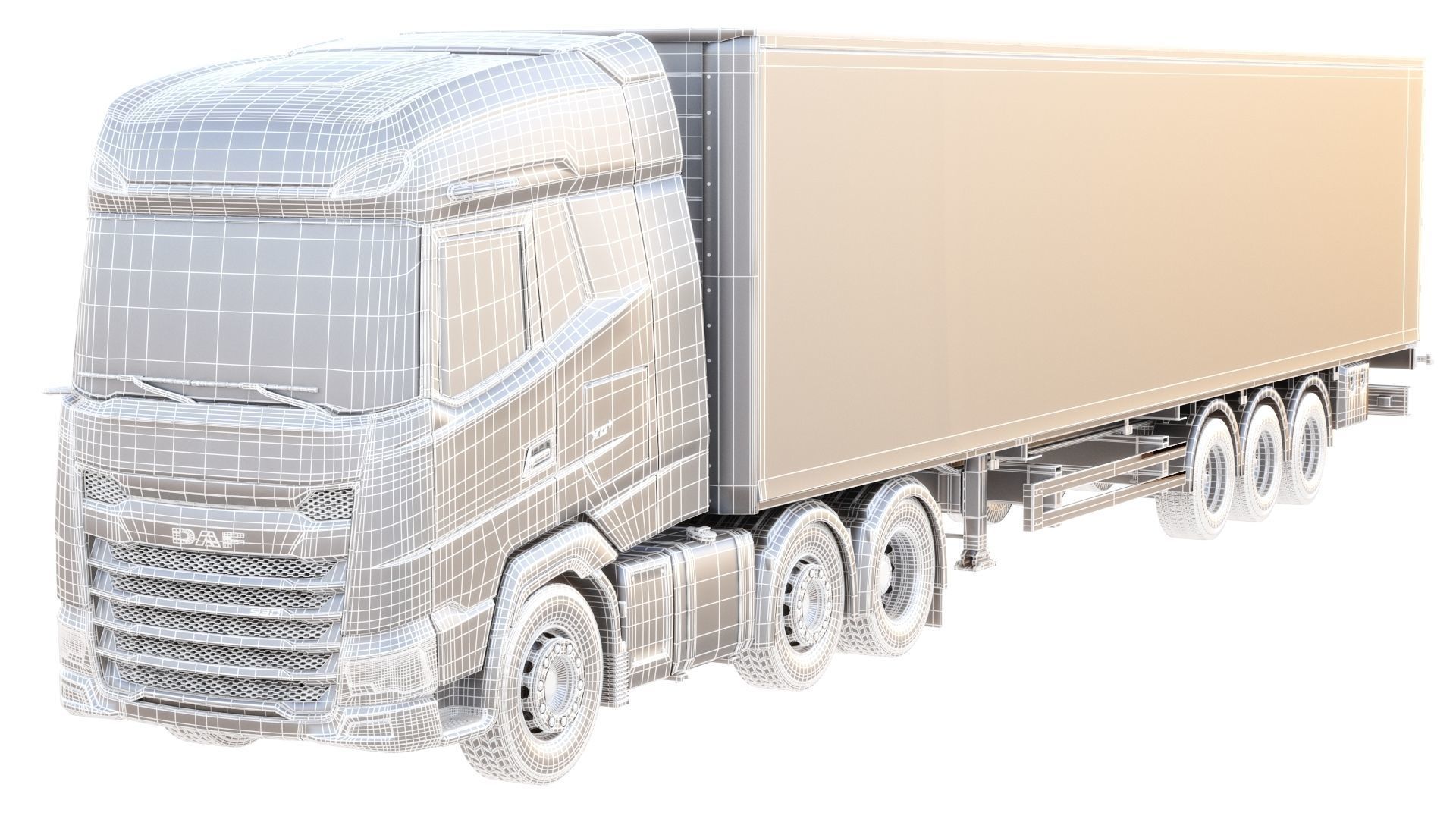 DAF XG semi truck with trailer 3D model_20