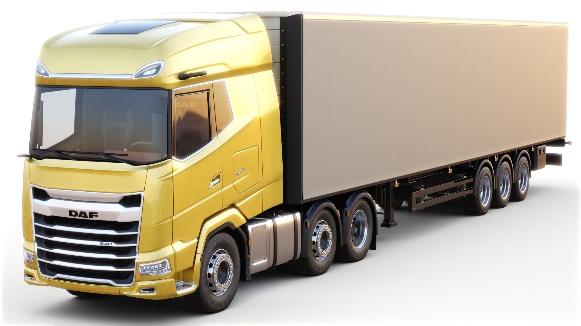 DAF XG semi truck with trailer 3D model_1