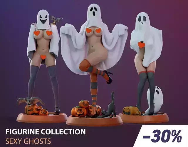 Figurine collection - Cute ghosts - 3 PIECES 
