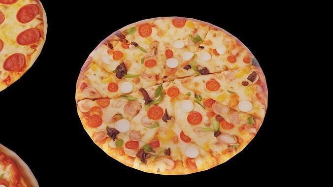 Pizza collection set fast food Low-poly 3D model 5