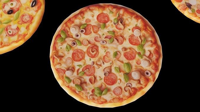 Pizza collection set fast food Low-poly 3D model 4