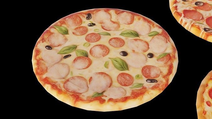 Pizza collection set fast food Low-poly 3D model 7