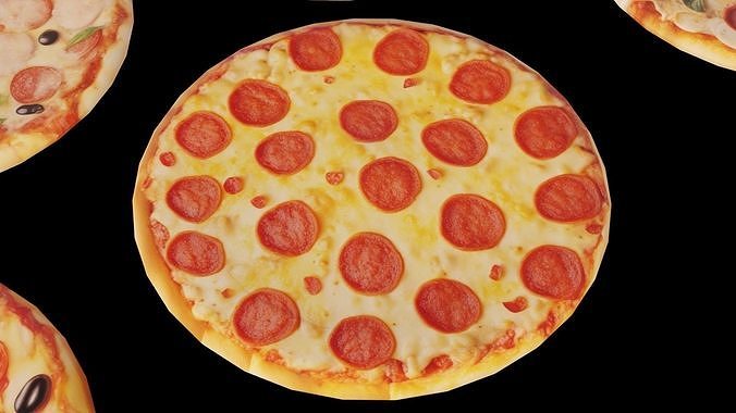 Pizza collection set fast food Low-poly 3D model 6