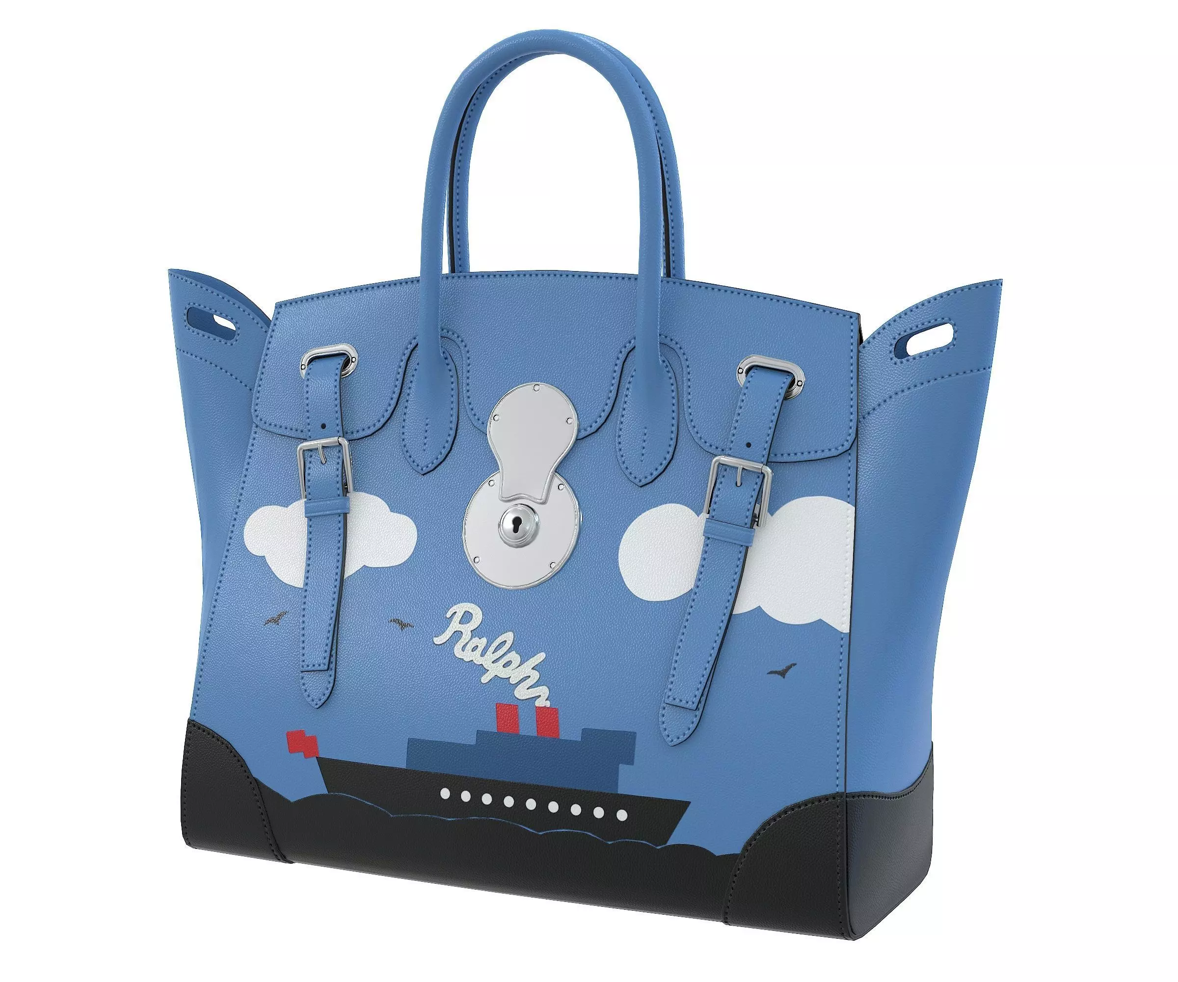 Ralph Lauren Ricky Bag Blue Leather Low-poly 3D model_0