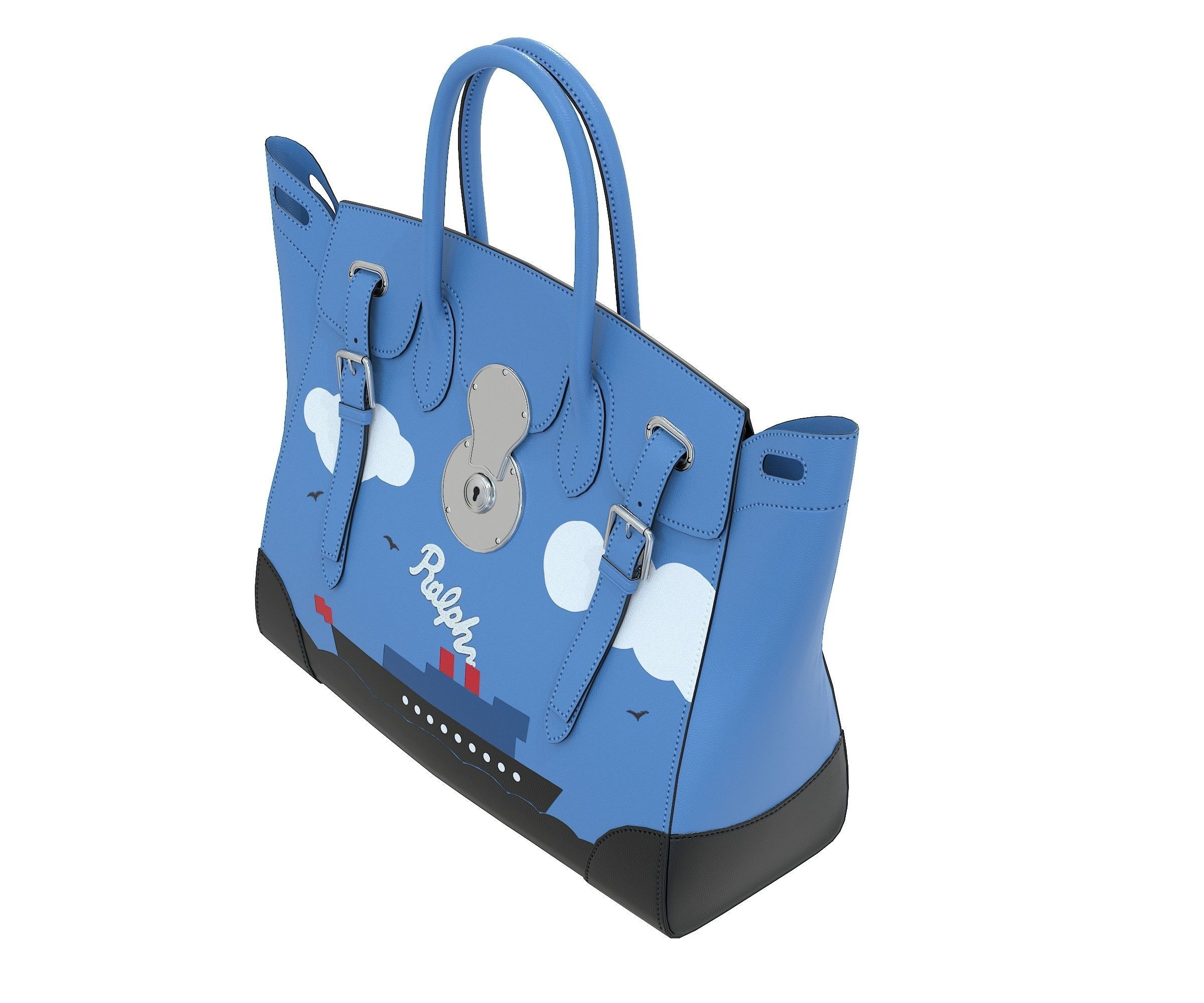 Ralph Lauren Ricky Bag Blue Leather Low-poly 3D model_4