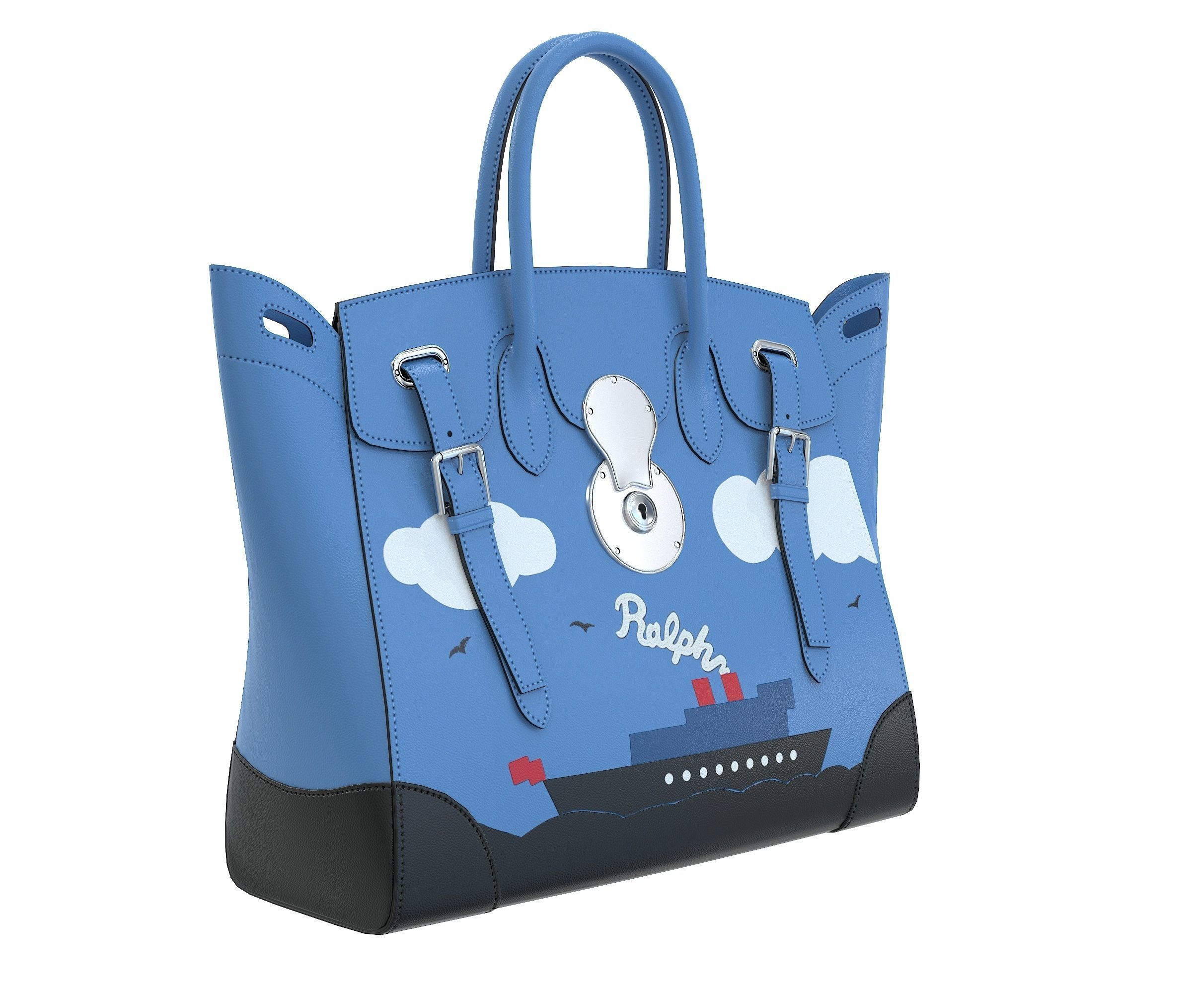 Ralph Lauren Ricky Bag Blue Leather Low-poly 3D model_1