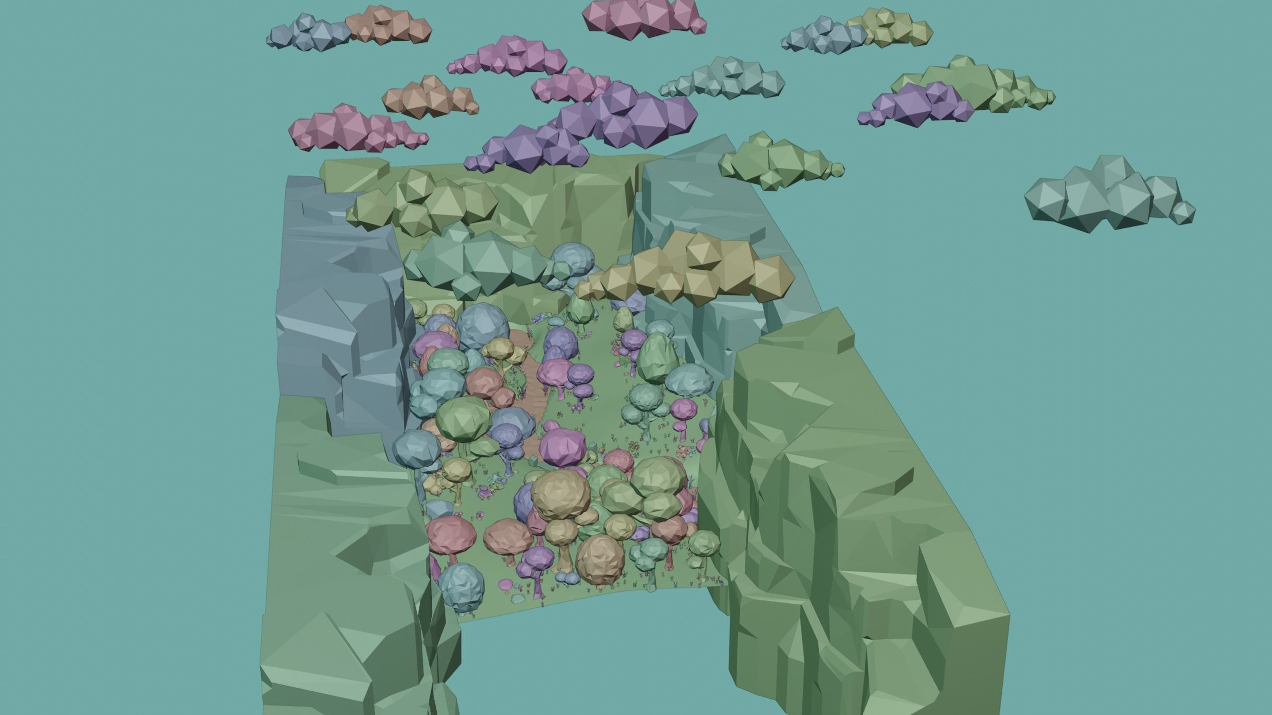Low Poly Nature Environment with Trees - Rocks - Plants Free low-poly 3D model_24