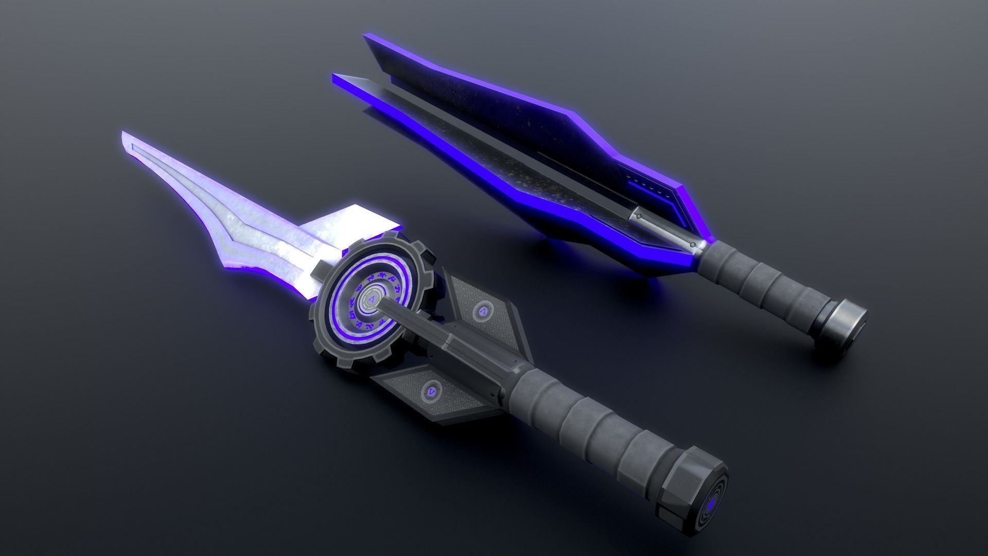 cyberpunk swords 3D model_5