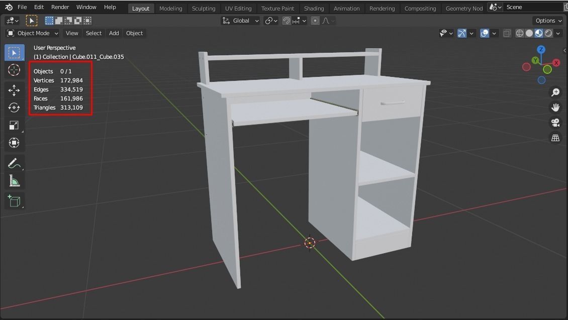 Computer Desk Low-poly 3D model_10