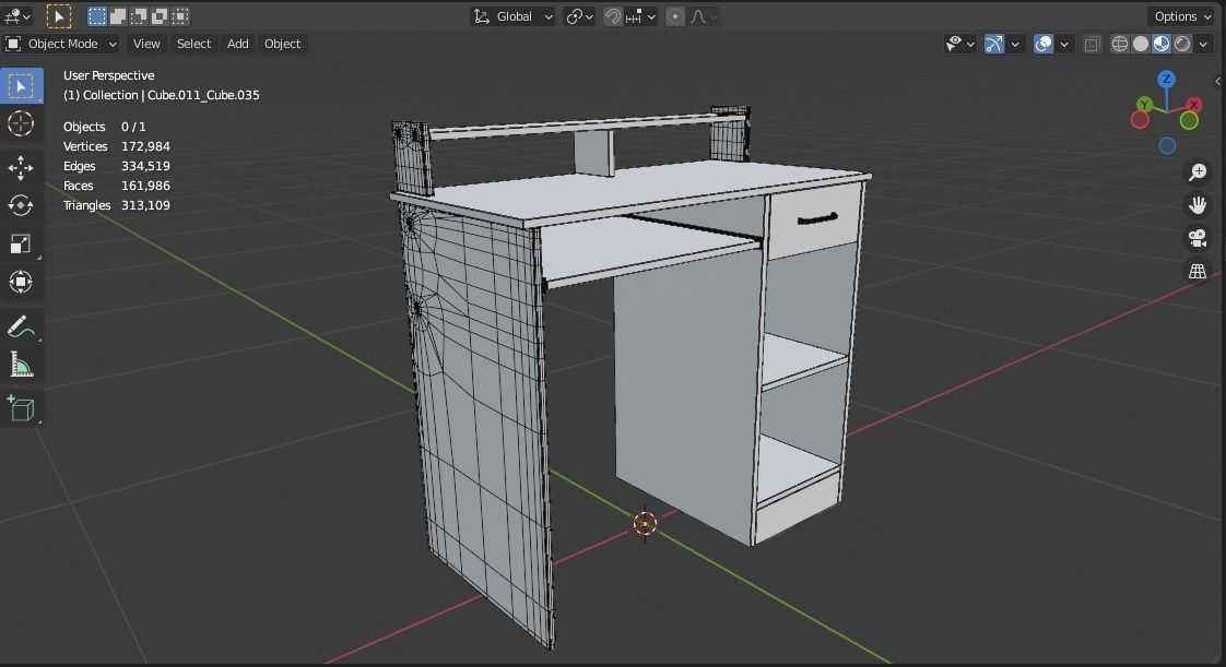 Computer Desk Low-poly 3D model_11