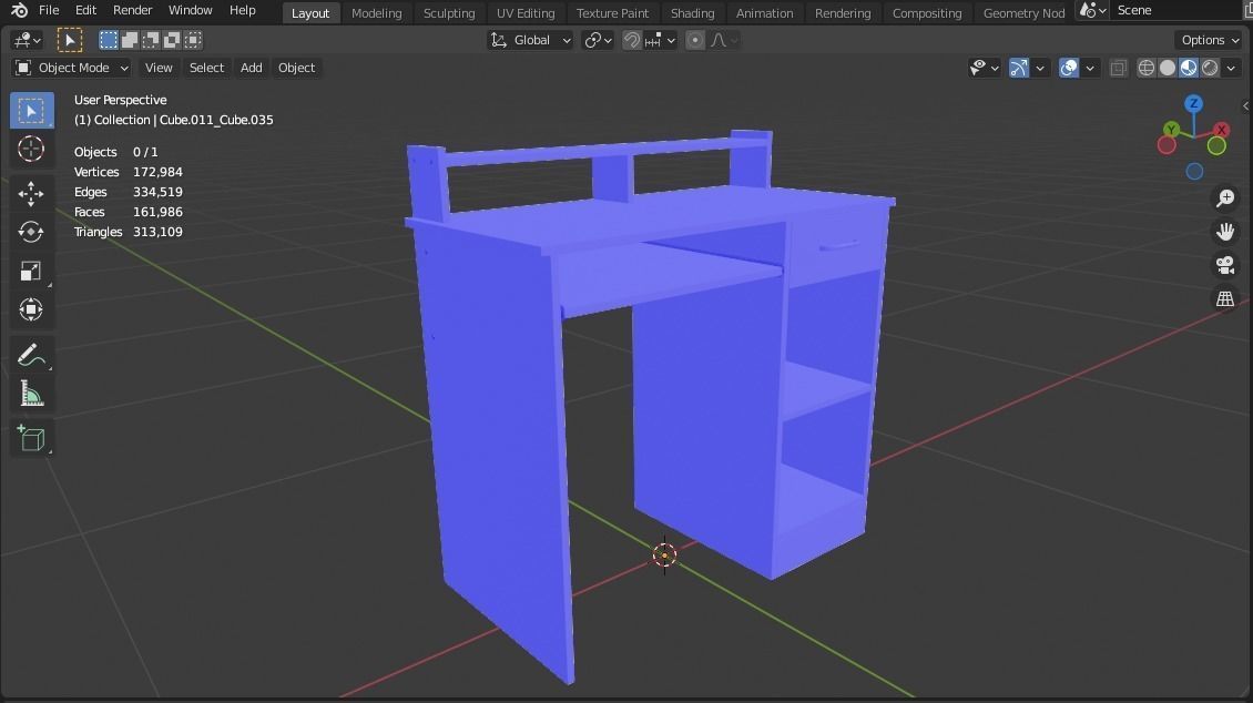 Computer Desk Low-poly 3D model_12