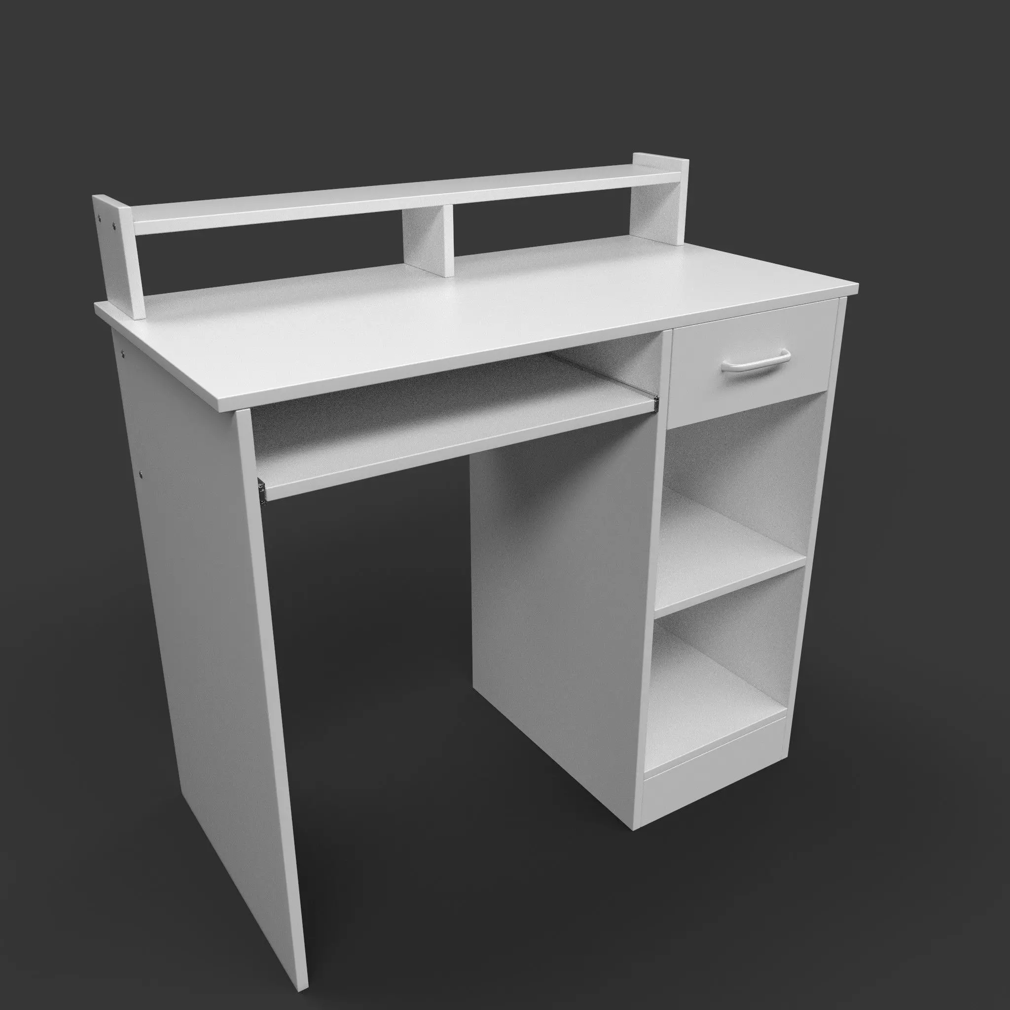 Computer Desk Low-poly 3D model_0