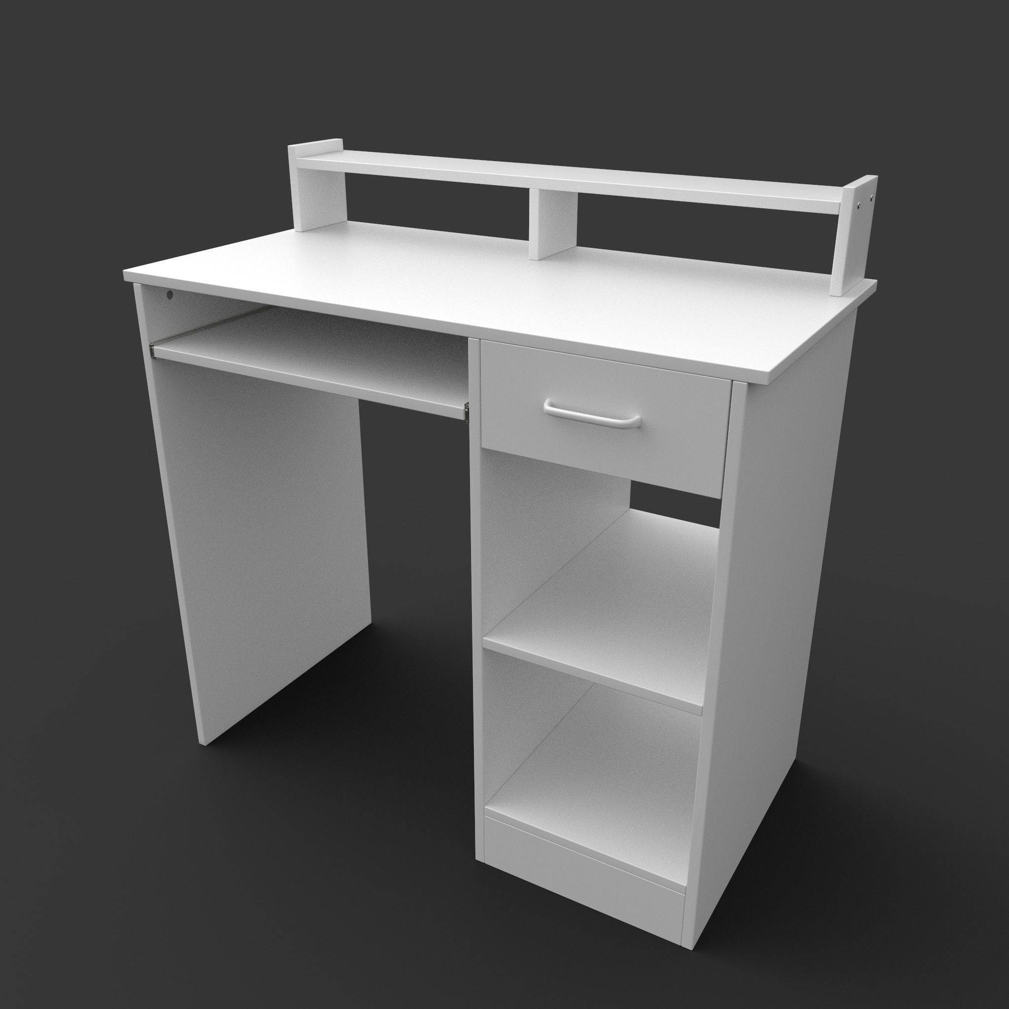Computer Desk Low-poly 3D model_2