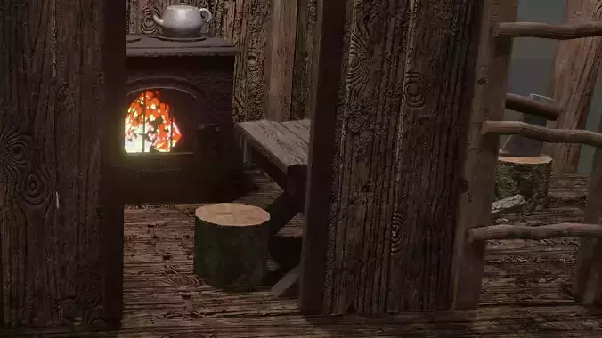 Old water cottage  obj blend gltf