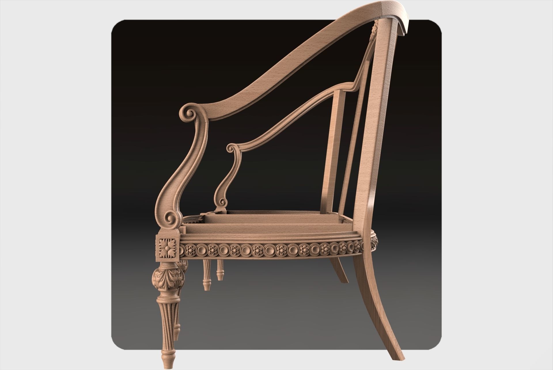 Carved canape for cnc 15 3D model_3