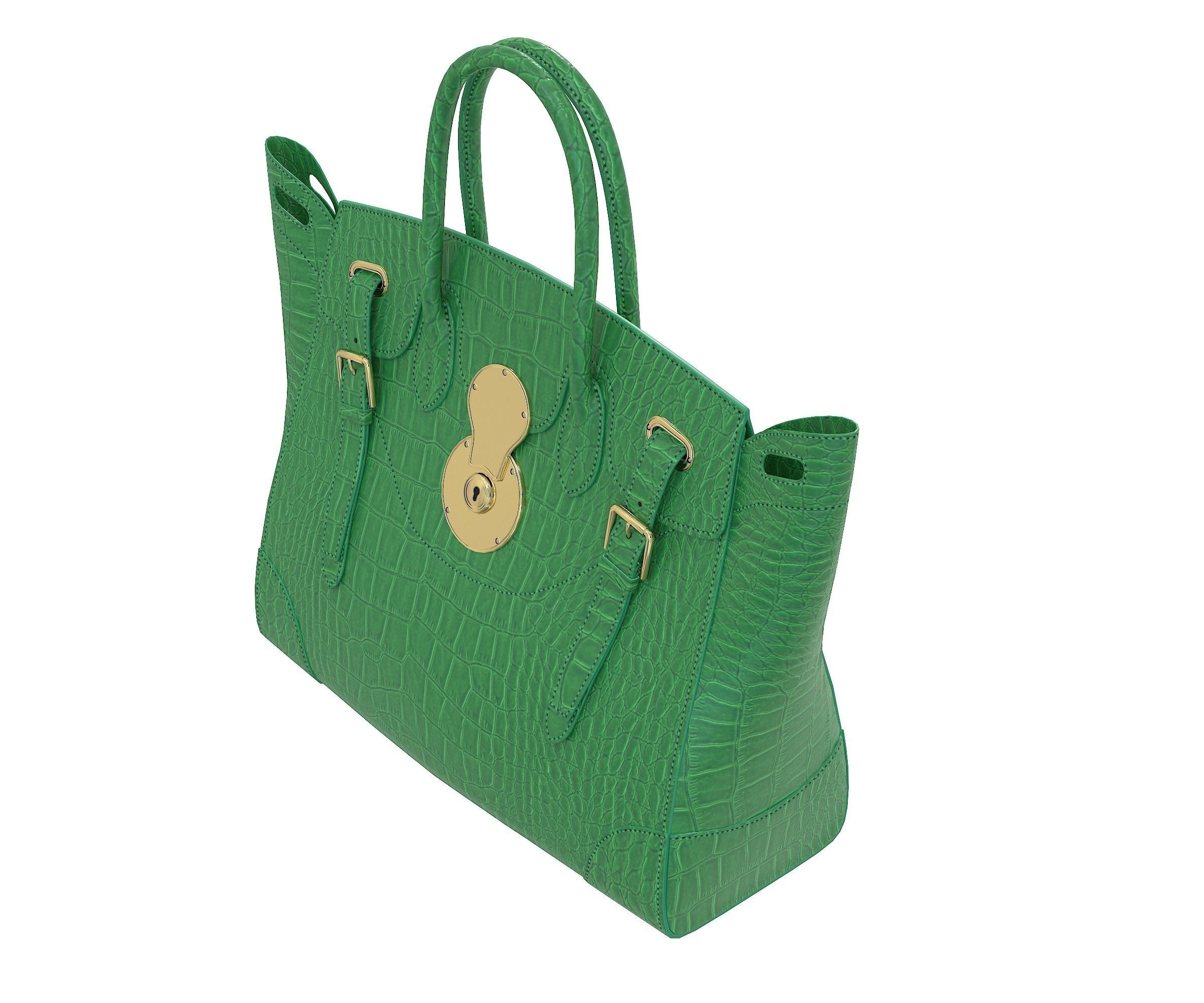 Ralph Lauren Ricky Bag Green Crocodile Low-poly 3D model_4