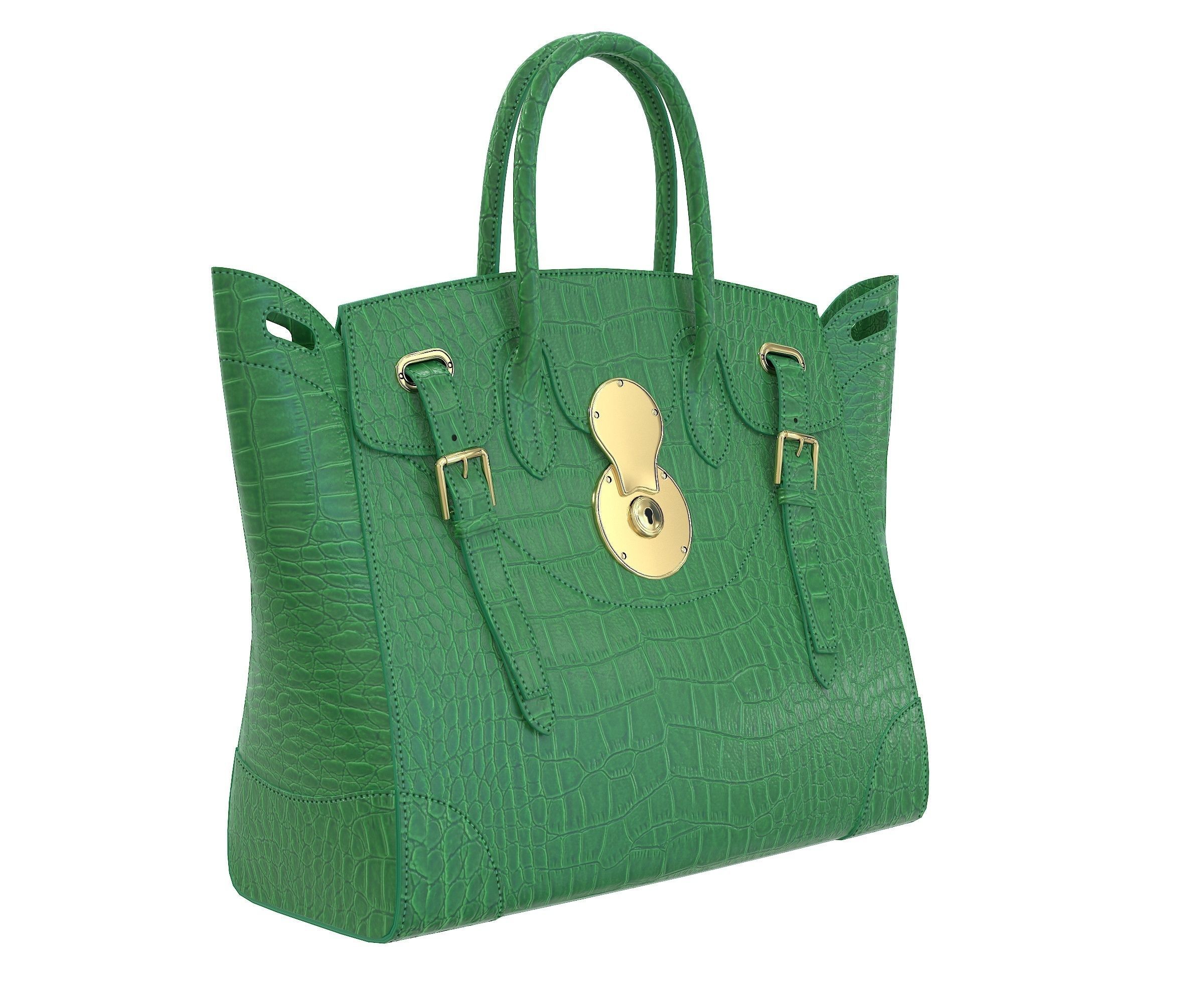 Ralph Lauren Ricky Bag Green Crocodile Low-poly 3D model_1