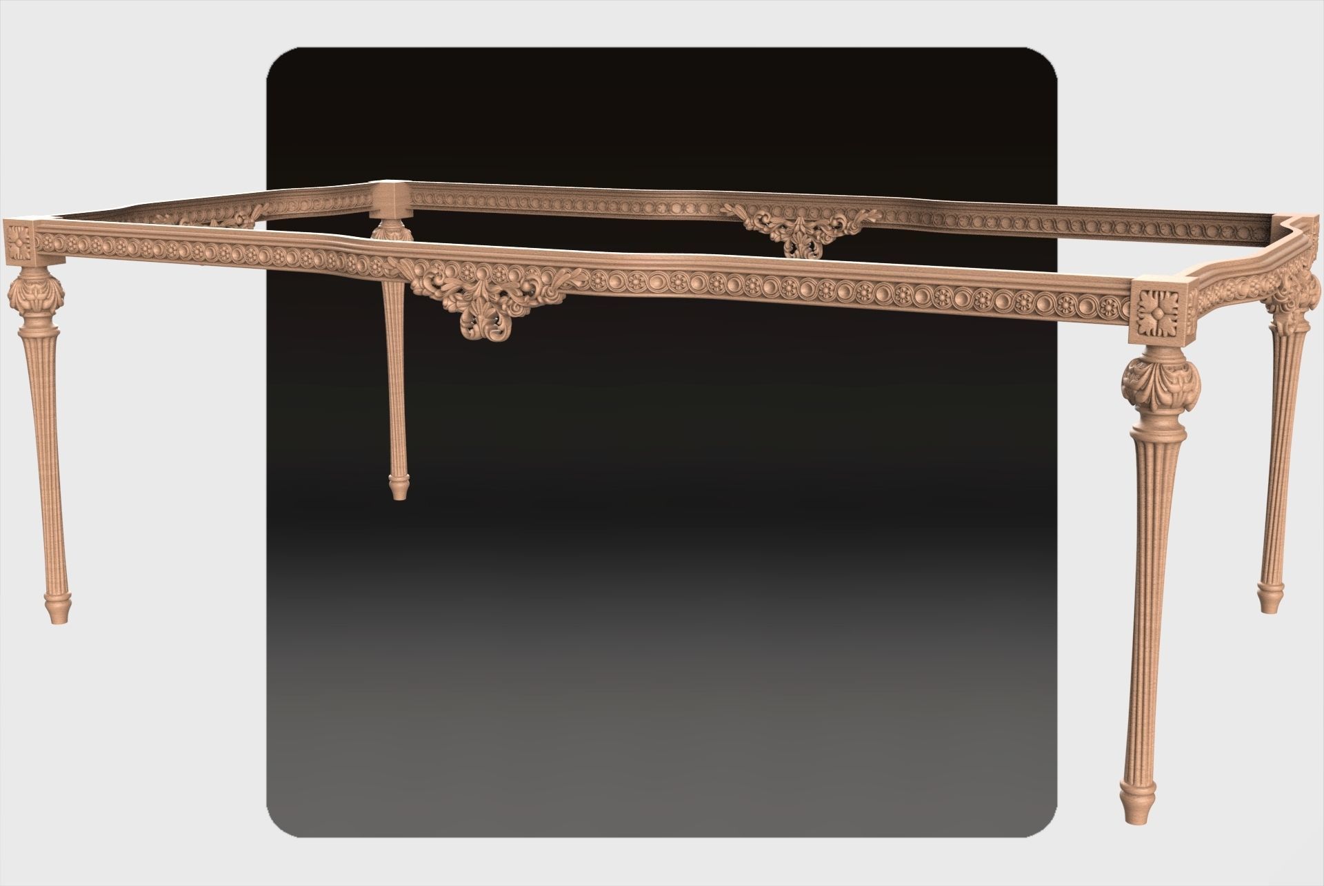 Carved dinner table for cnc 15 3D model_1