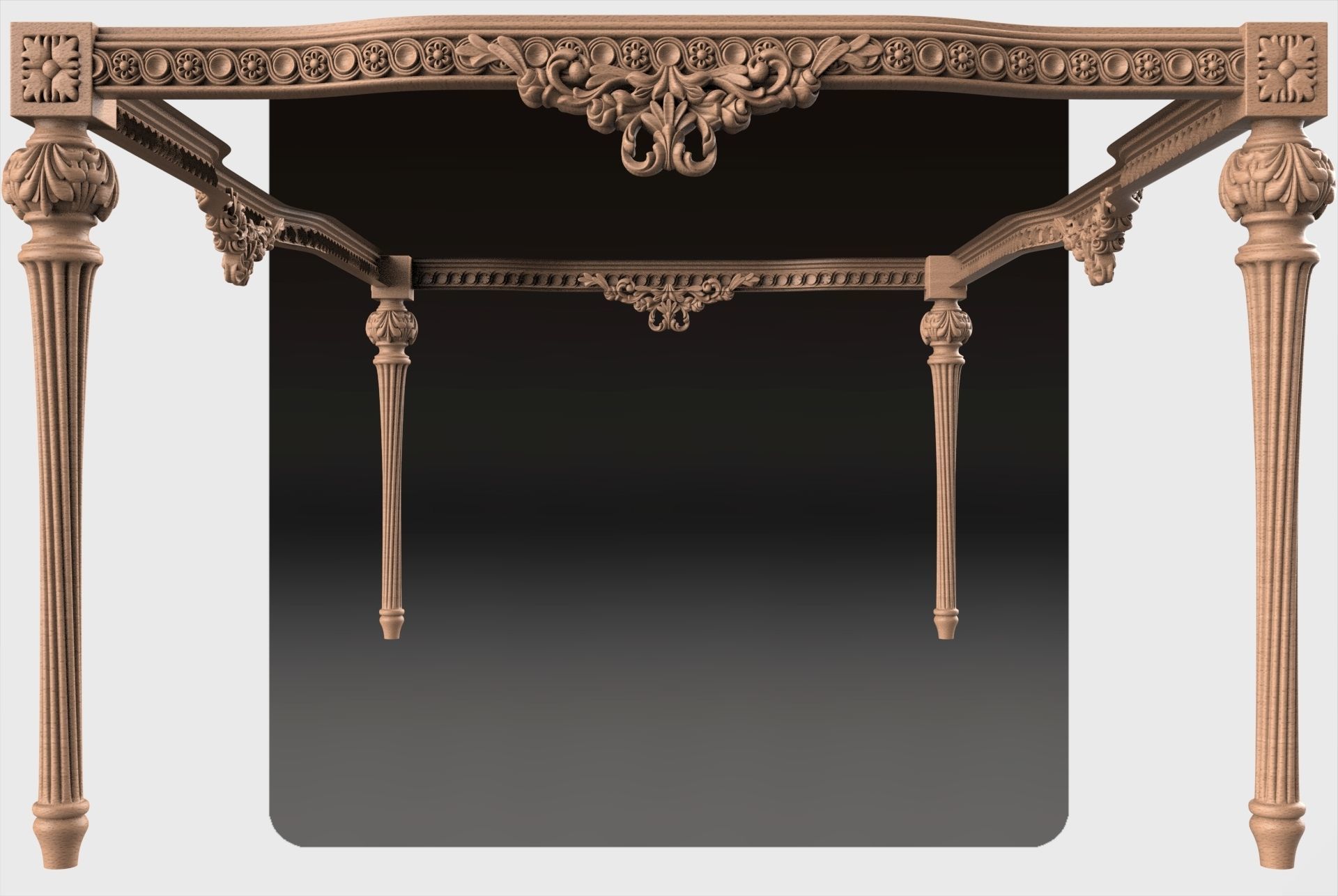 Carved dinner table for cnc 15 3D model_3