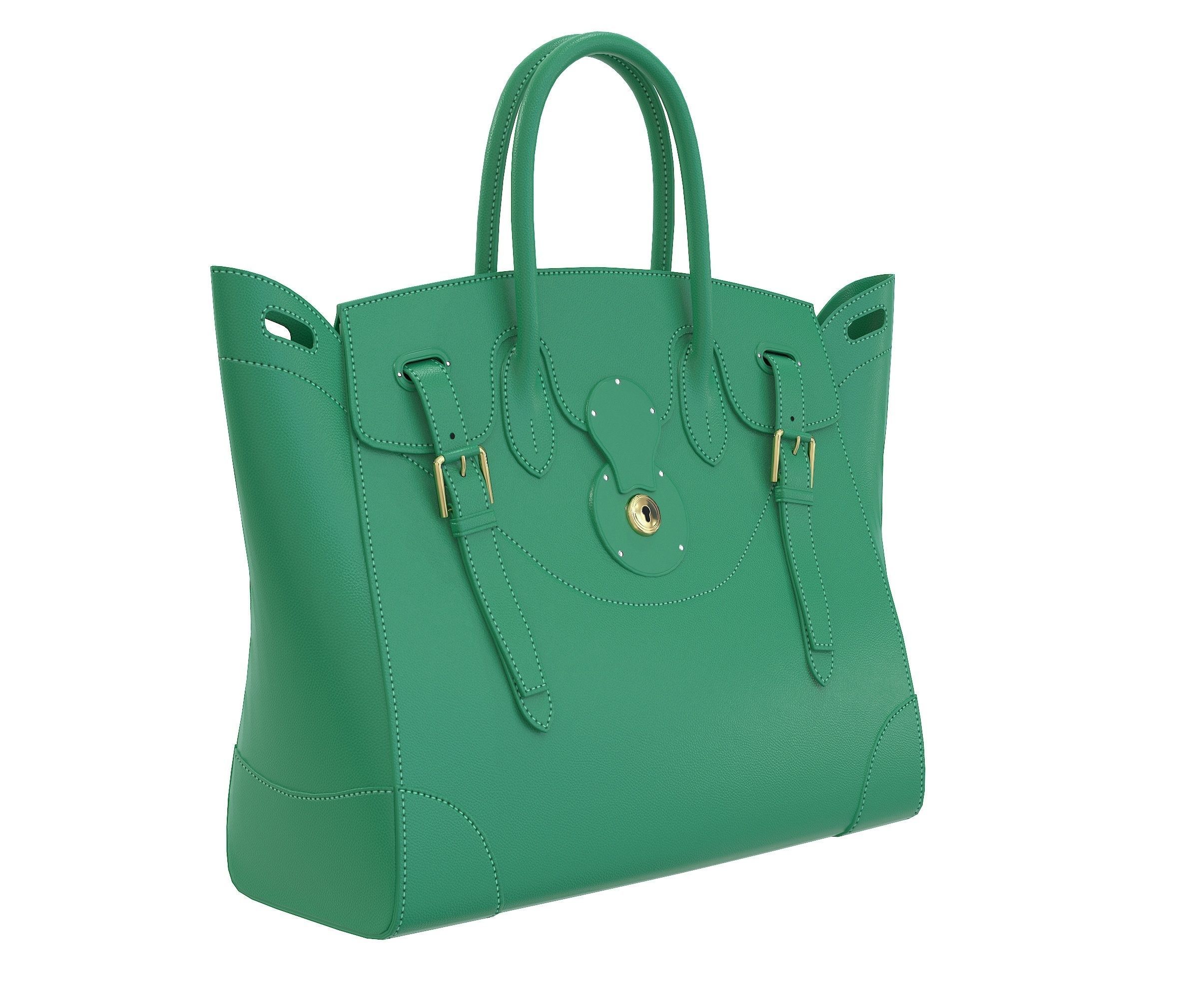 Ralph Lauren Ricky Bag Green Leather Low-poly 3D model_1