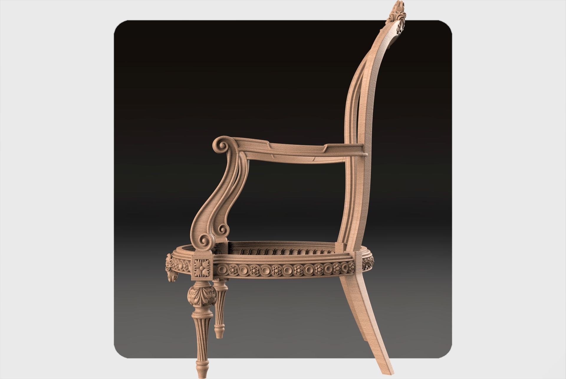 Carved  single sofa for cnc 15 3D model_3