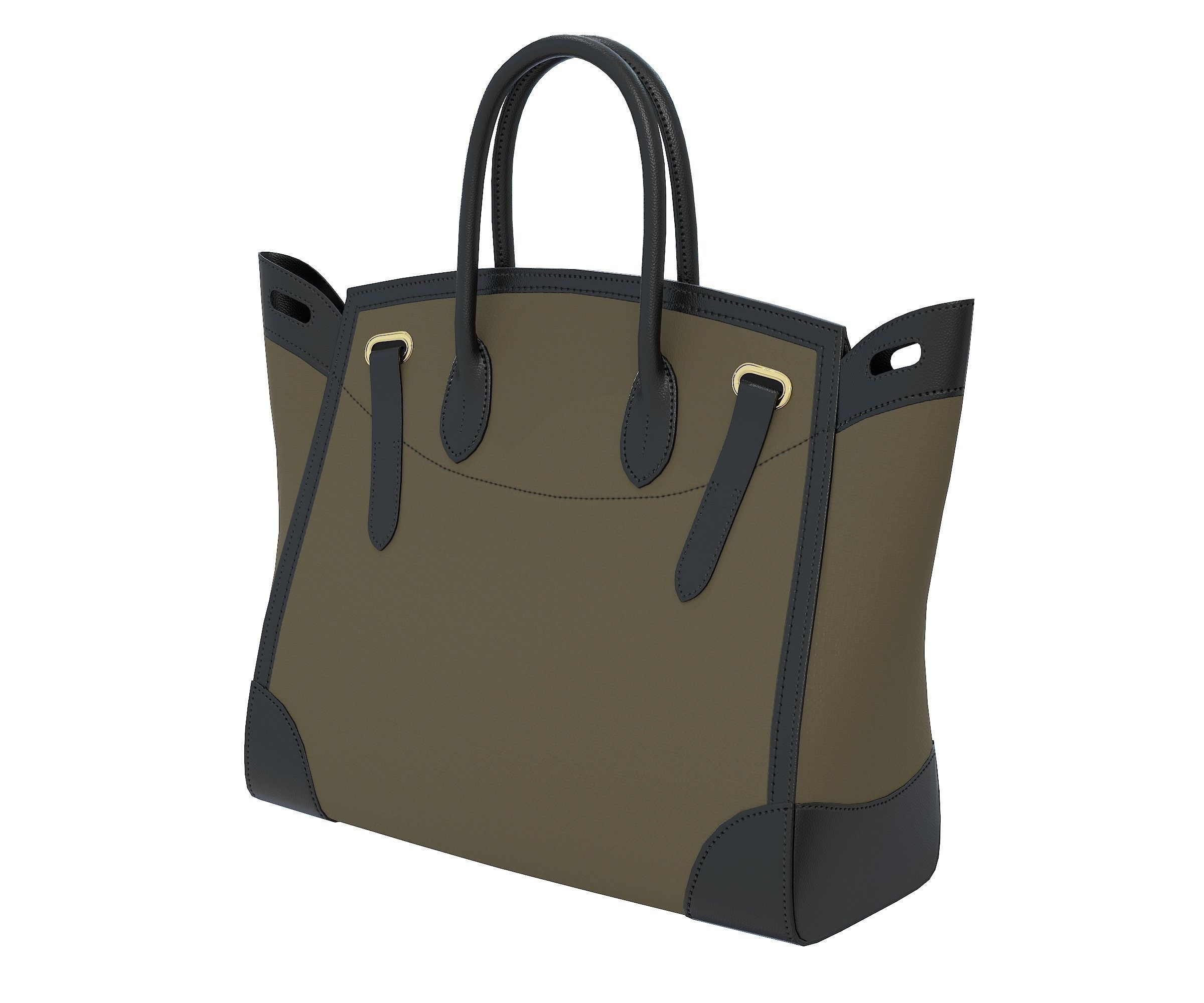Ralph Lauren Ricky Bag Khaki Fabric Low-poly 3D model_2
