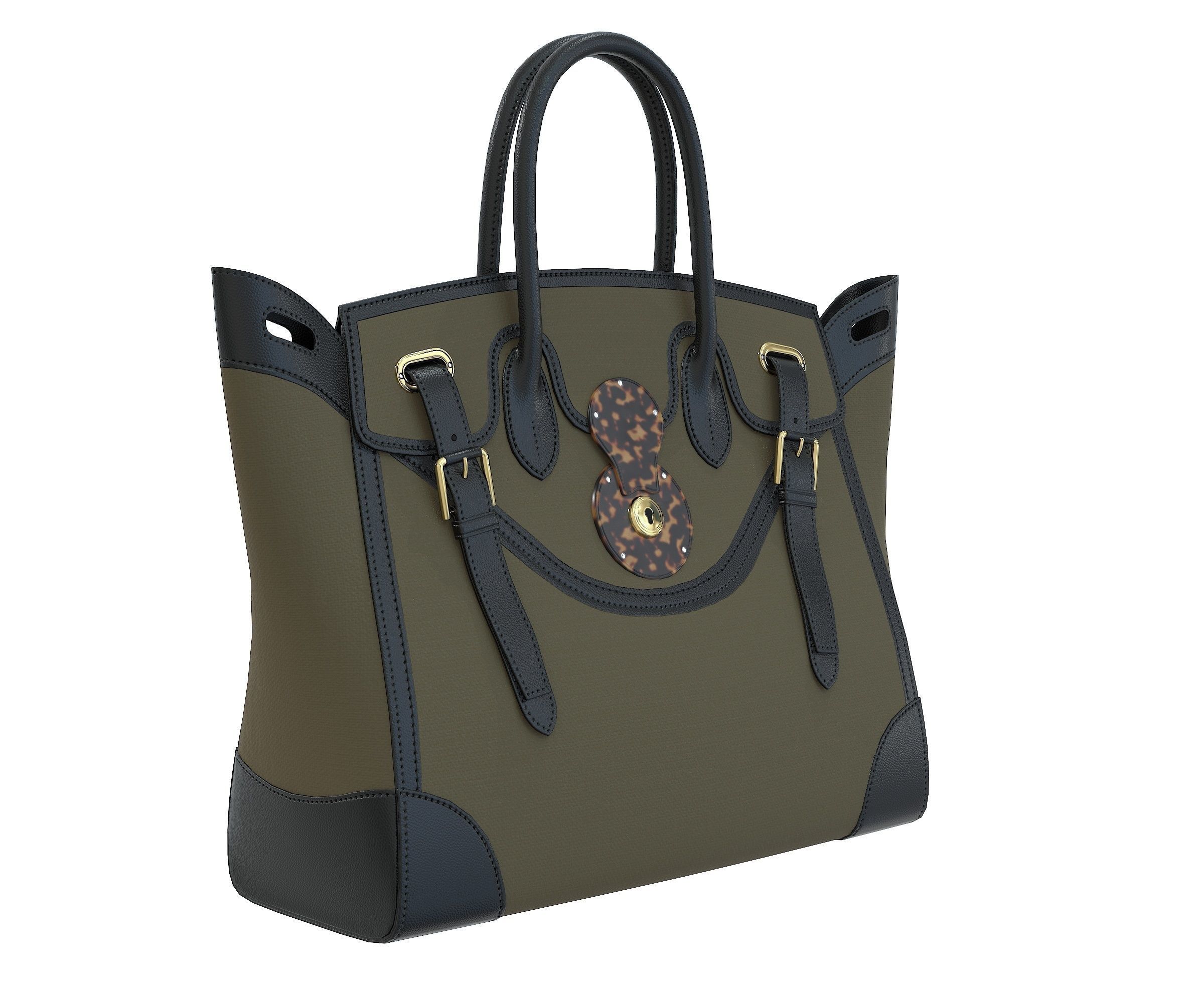 Ralph Lauren Ricky Bag Khaki Fabric Low-poly 3D model_1
