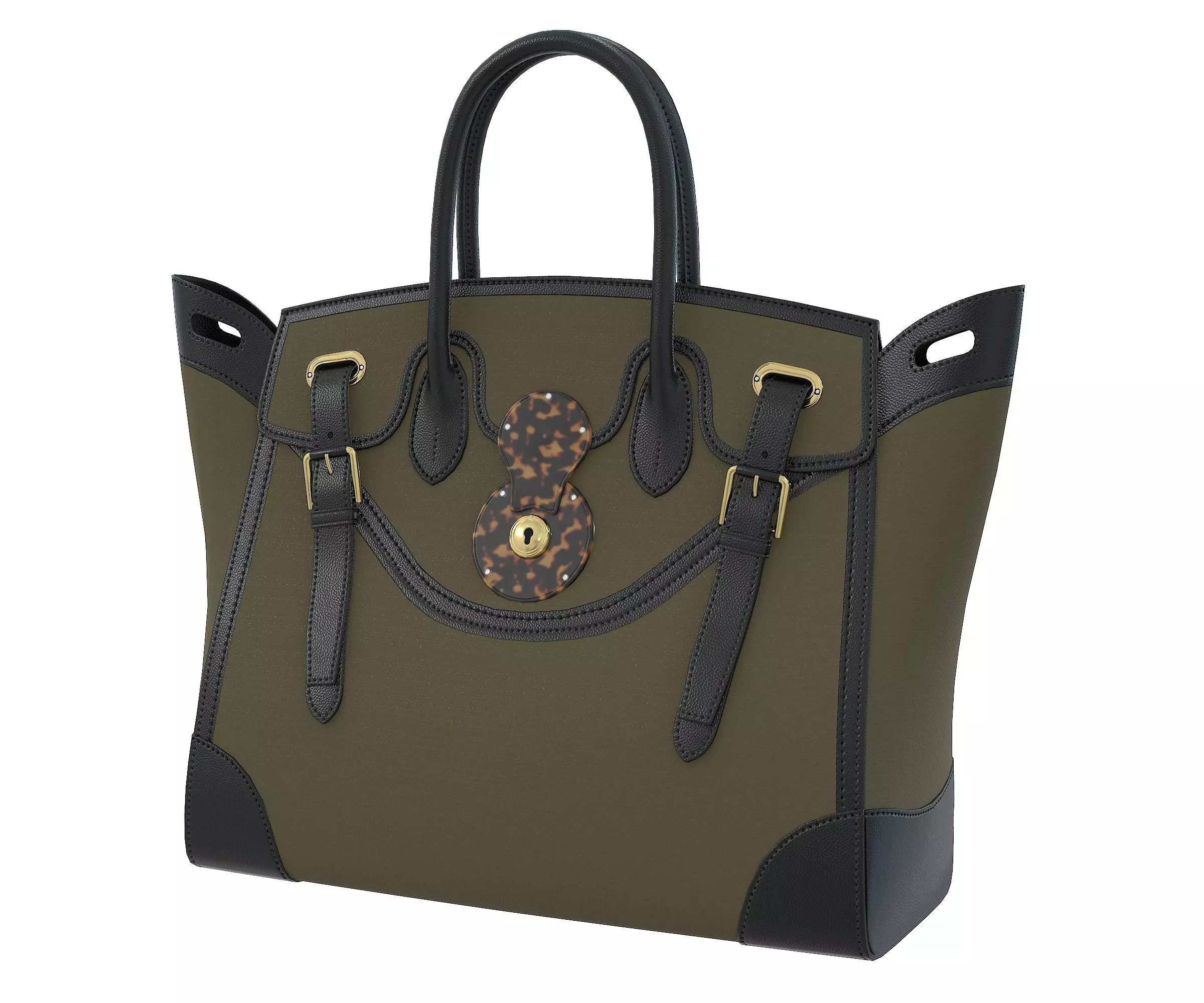 Ralph Lauren Ricky Bag Khaki Fabric Low-poly 3D model_0