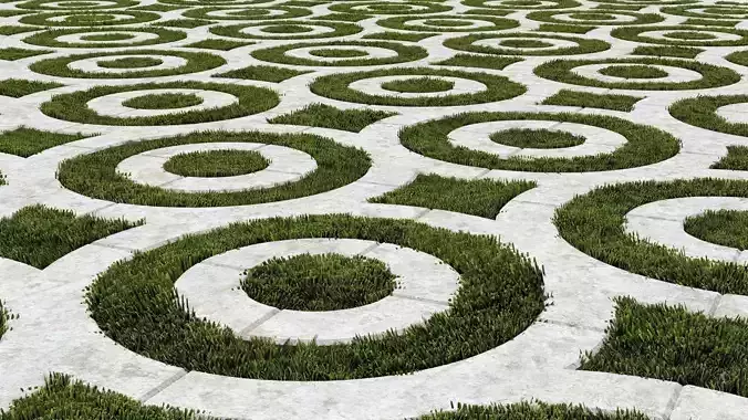 Wavy Grass Paver V2 3D model