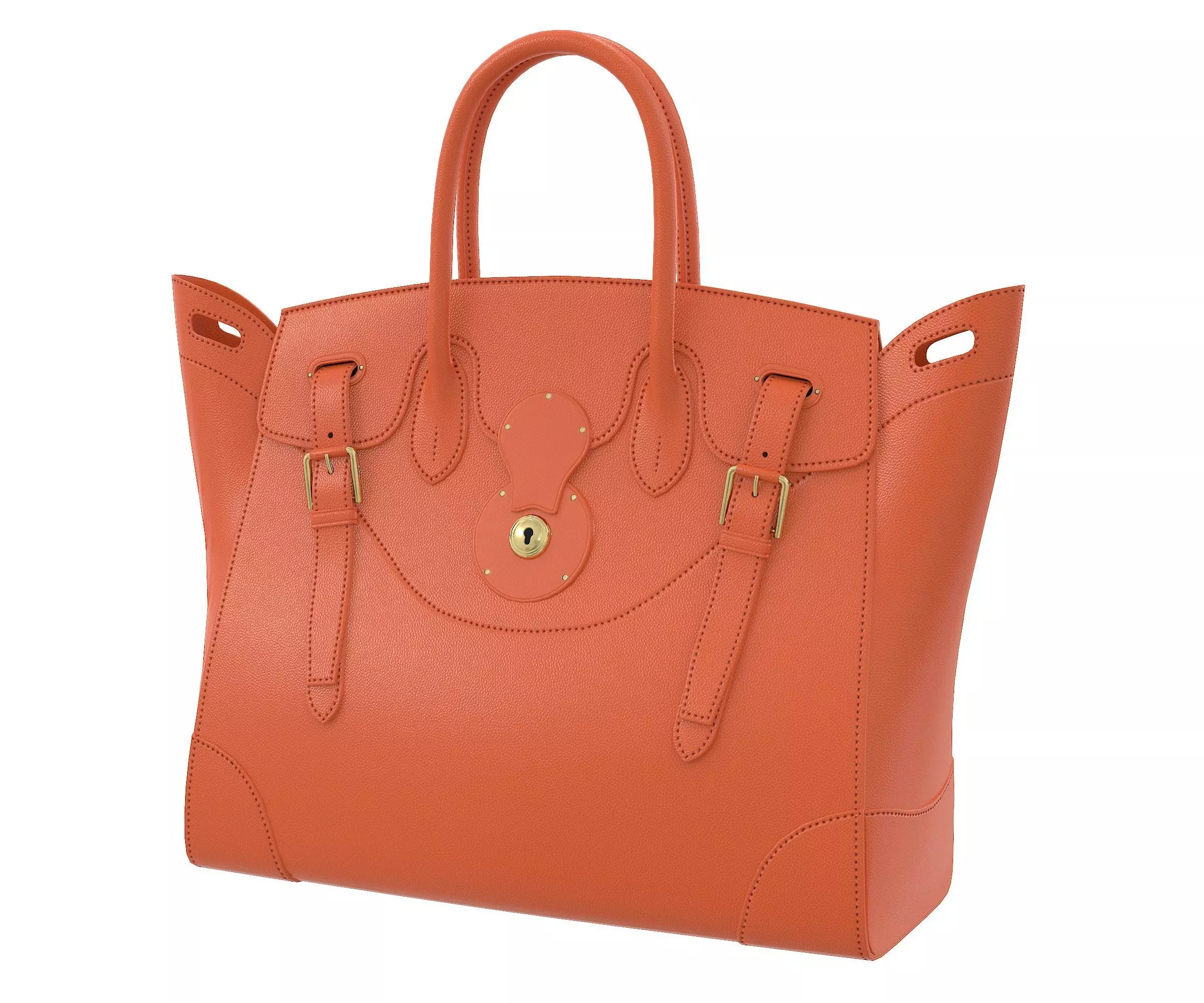 Ralph Lauren Ricky Bag Orange Leather Low-poly 3D model_0