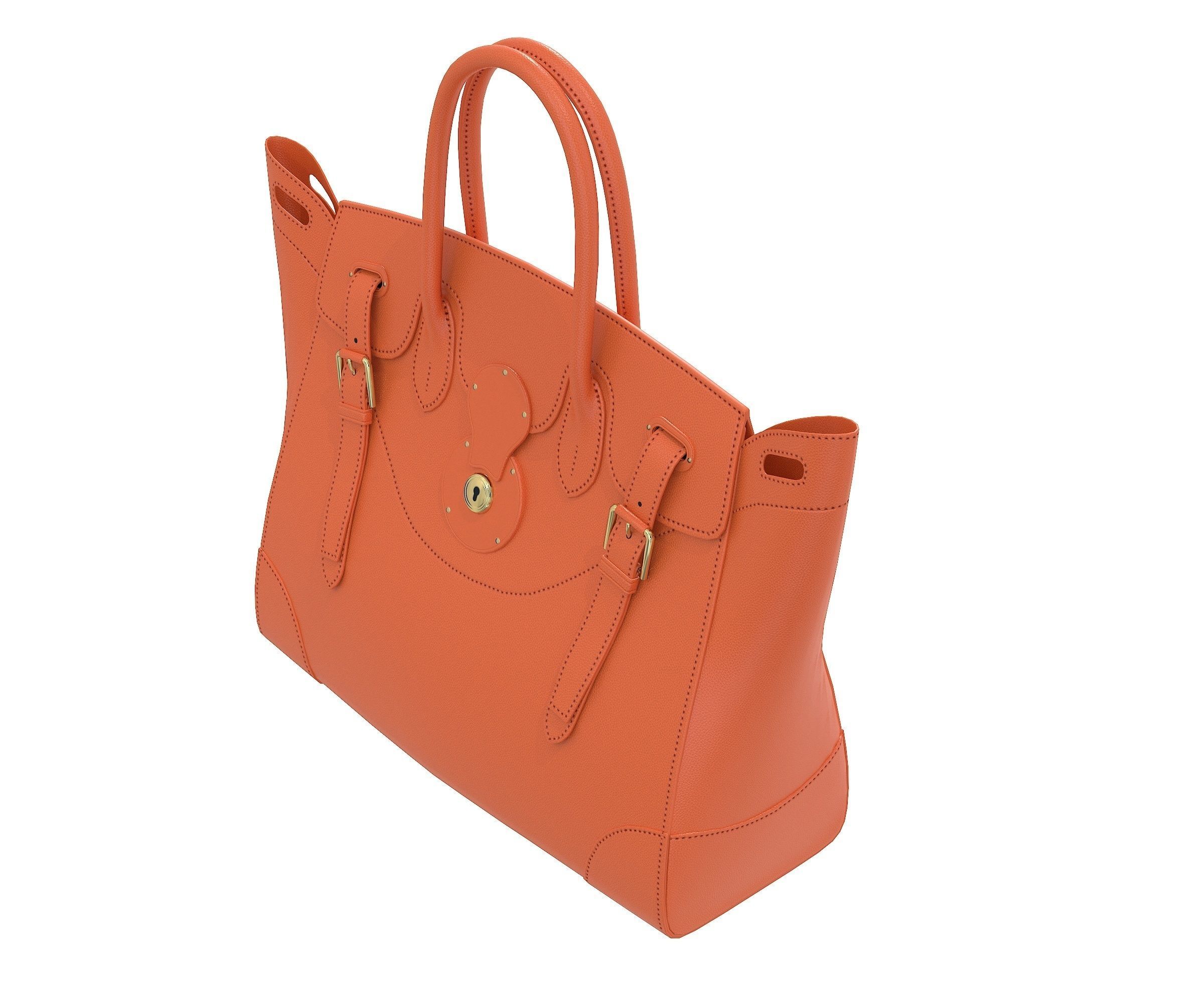 Ralph Lauren Ricky Bag Orange Leather Low-poly 3D model_4