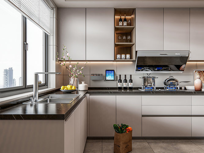 Kitchen Modern interior 0034 3D model