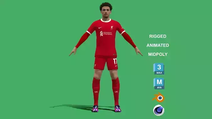 3D Rigged Curtis Jones Liverpool 2024 3D model