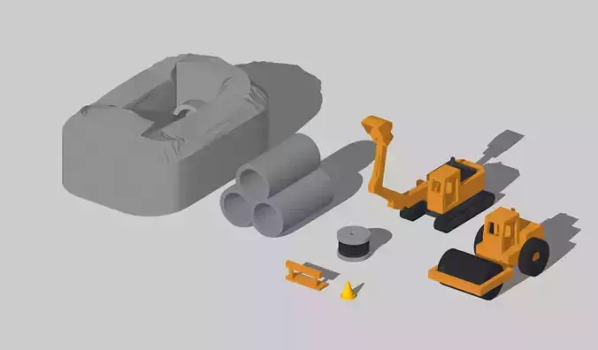 Road Work Site Engineering Vehicle by Outland Models