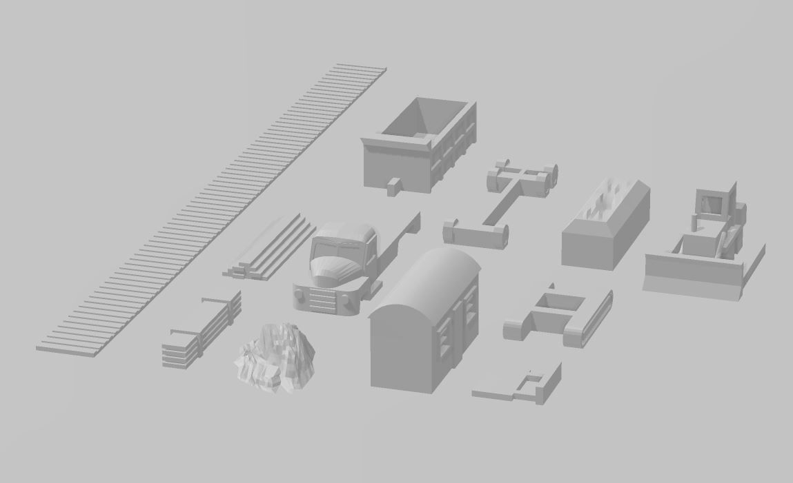 Construction Site Bulldozer Dumptruck Set by Outland Models 3D print model_4