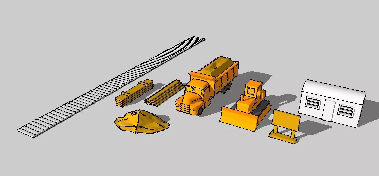 Construction Site Bulldozer Dumptruck Set by Outland Models 3D print model_0