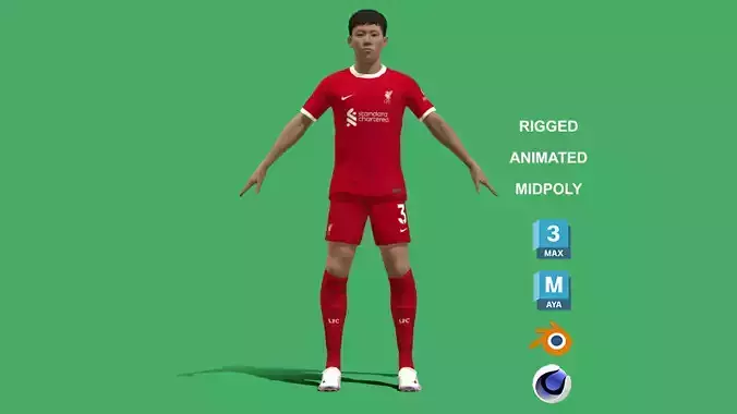 3D Rigged Wataru Endo Liverpool 2024 3D model