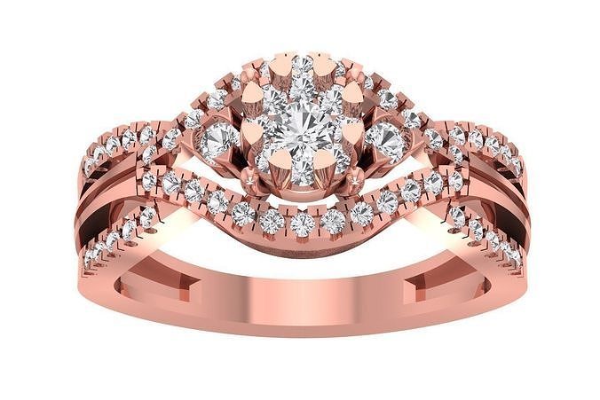 Women Wedding Engagement Bridal Split Shank Ring 3D print model