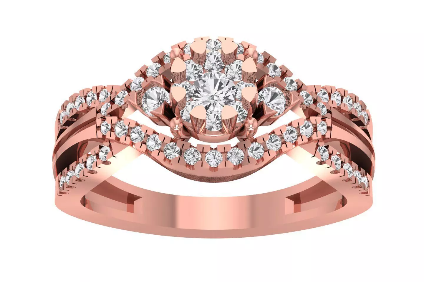 Women Wedding Engagement Bridal Split Shank Ring 3D print model