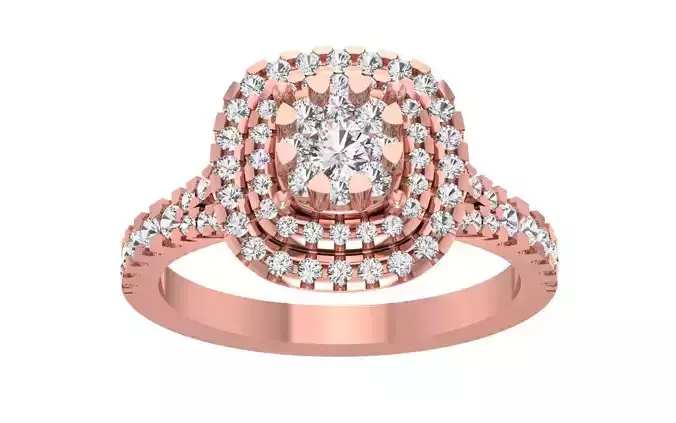 Women Wedding Engagement Double Halo Bridal Ring