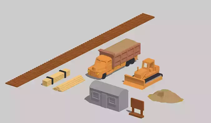 Construction Site Bulldozer Dumptruck Sand Set by Outland Models