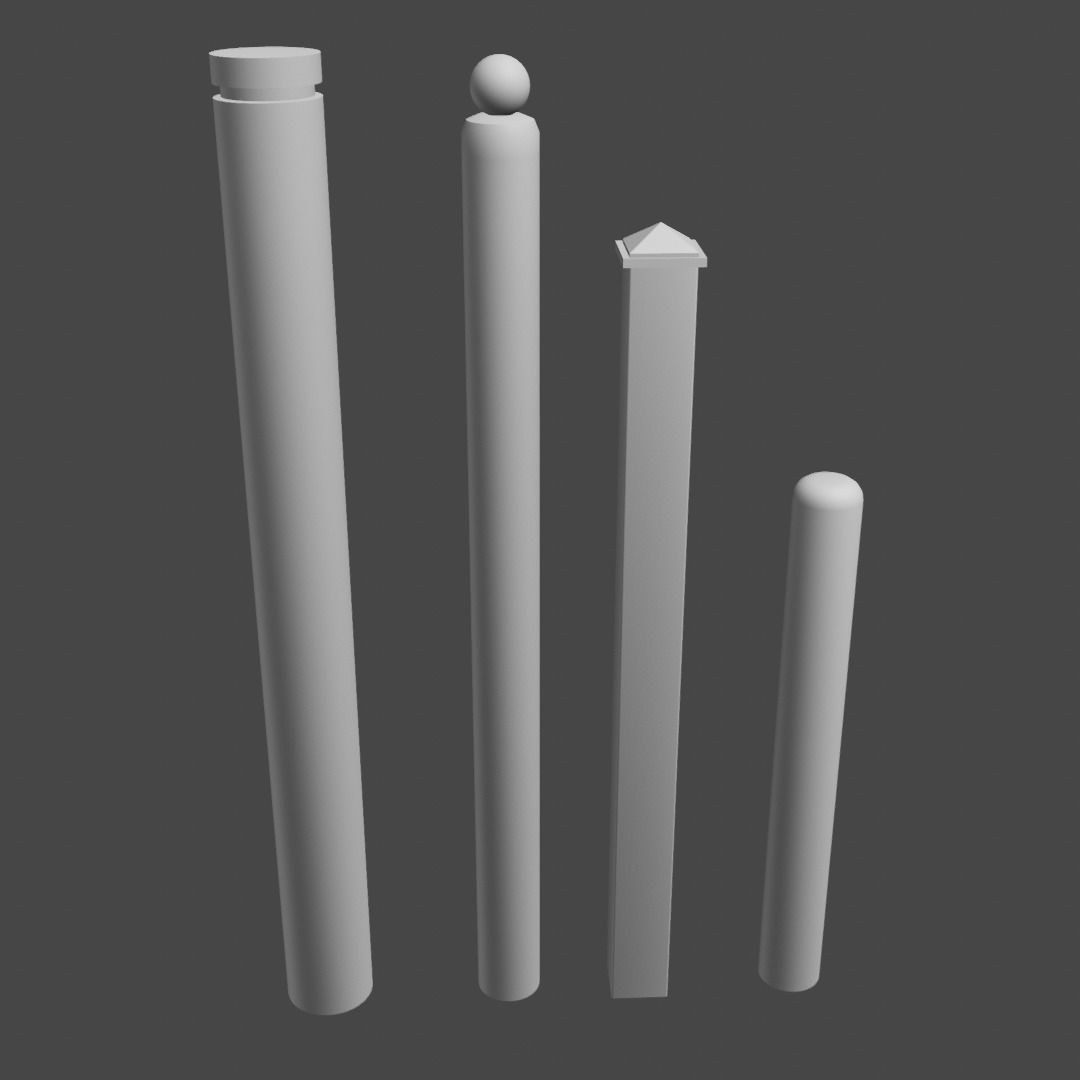 sidewalk poles for diorama Low-poly 3D model_1