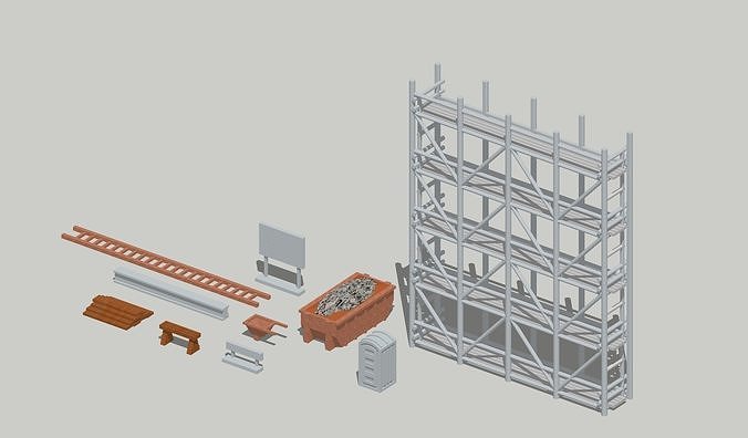 Construction Maintenance Site Accessories by Outland Models Low-poly 3D model