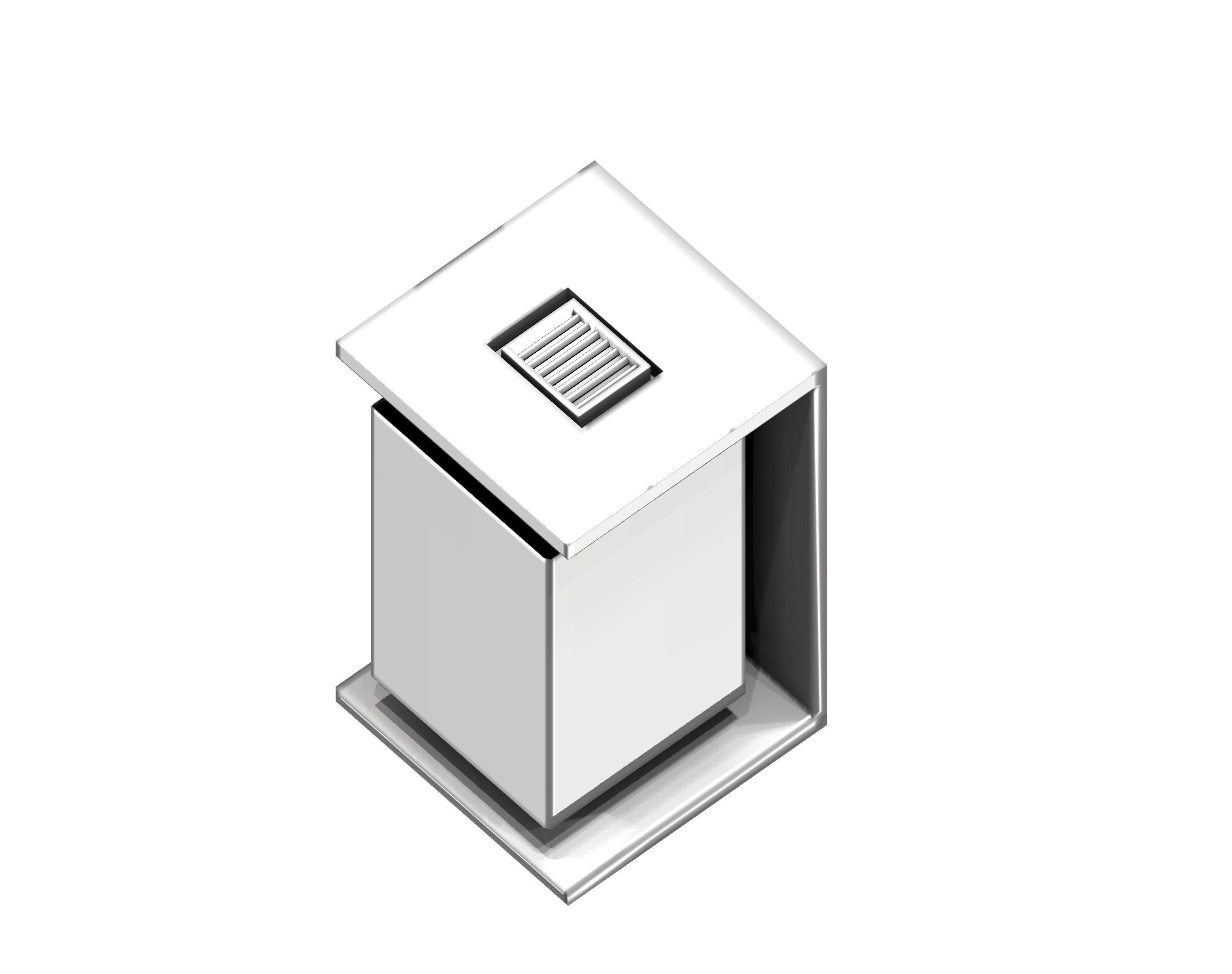 Aluminum height adjustable box type trash can Low-poly 3D model_1