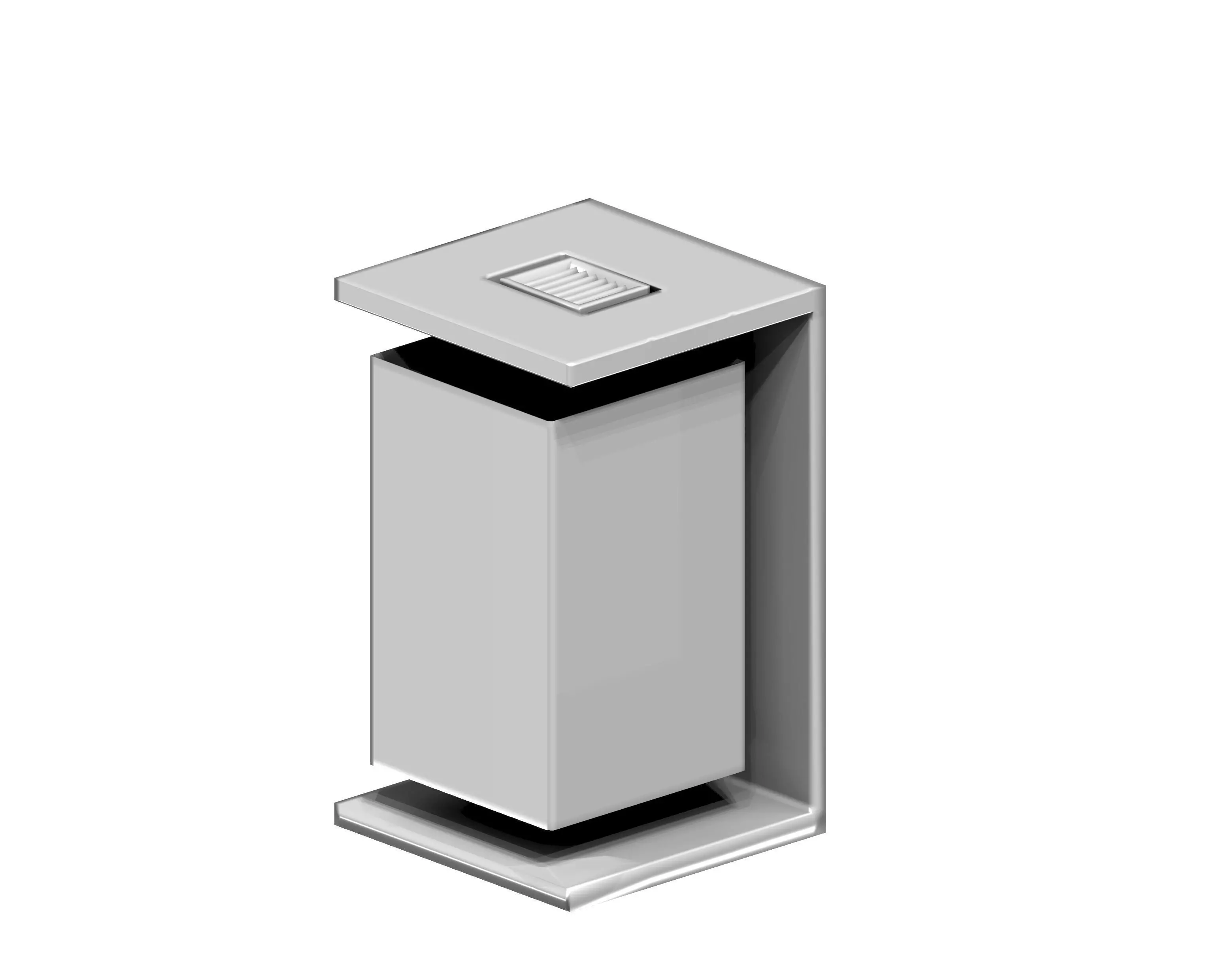 Aluminum height adjustable box type trash can Low-poly 3D model_0