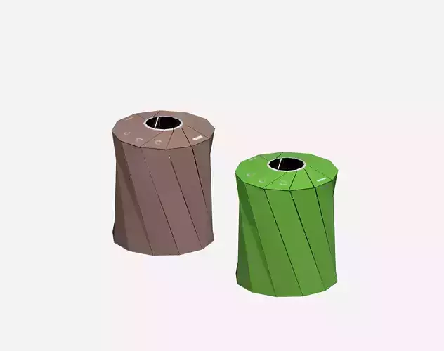 Modern metal open supermarket recycling bin Low-poly 3D model