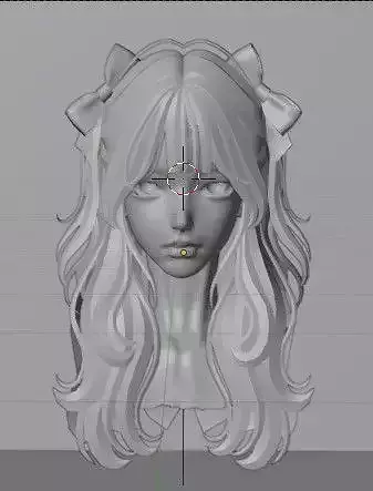 Hair long female and 6 color textures