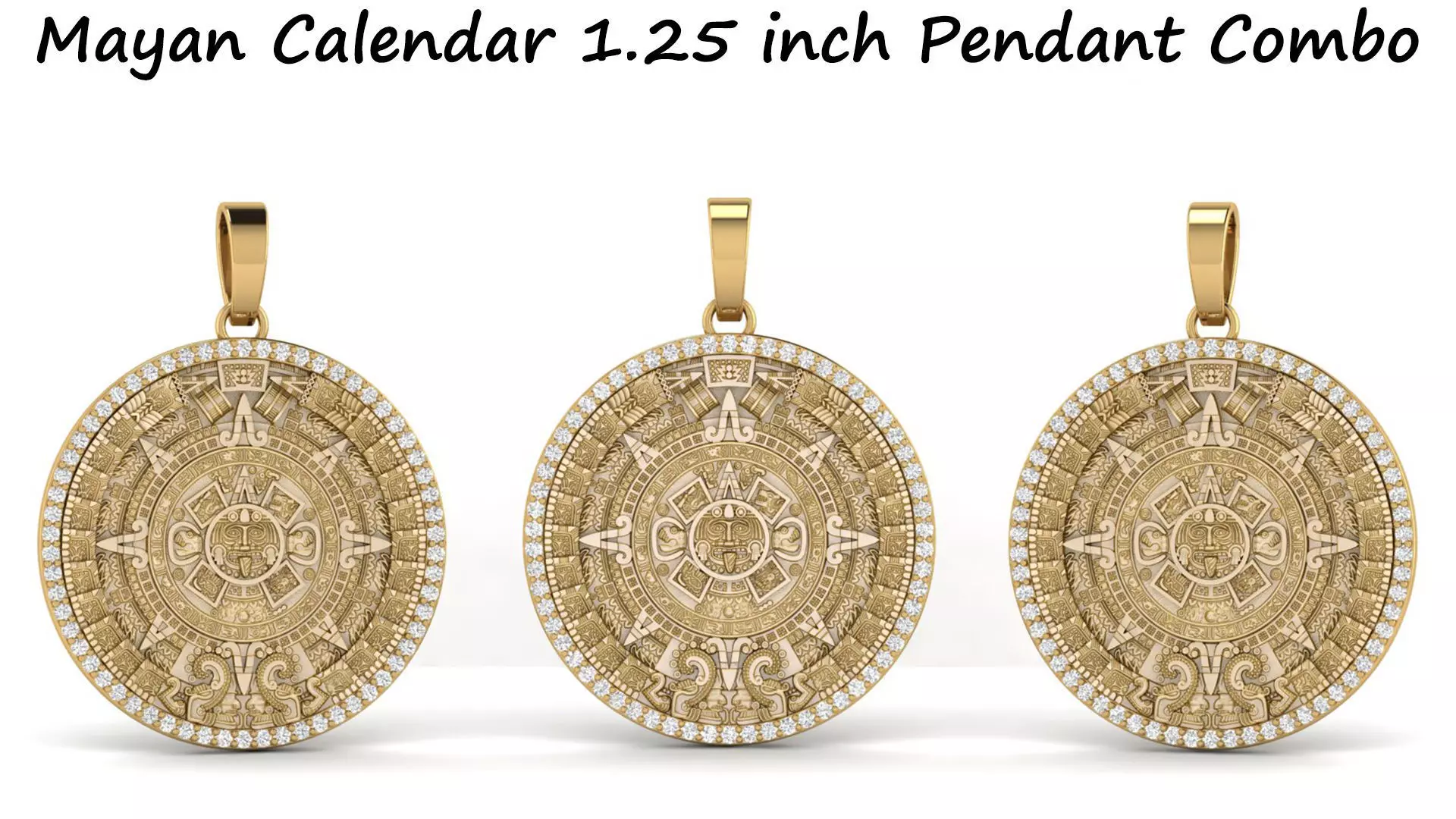 Mayan Calendar 1 and 25inch Diamond Pendant 3D print model